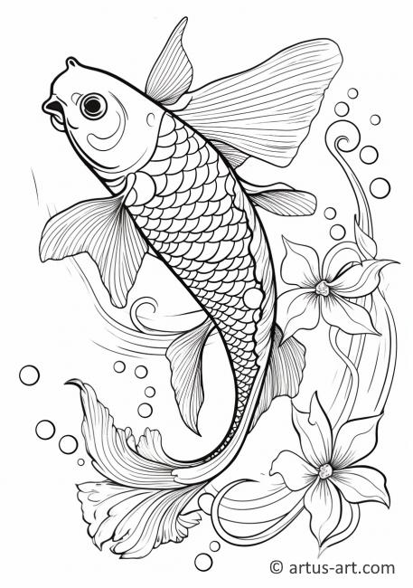 Page de coloriage de poissons Koi